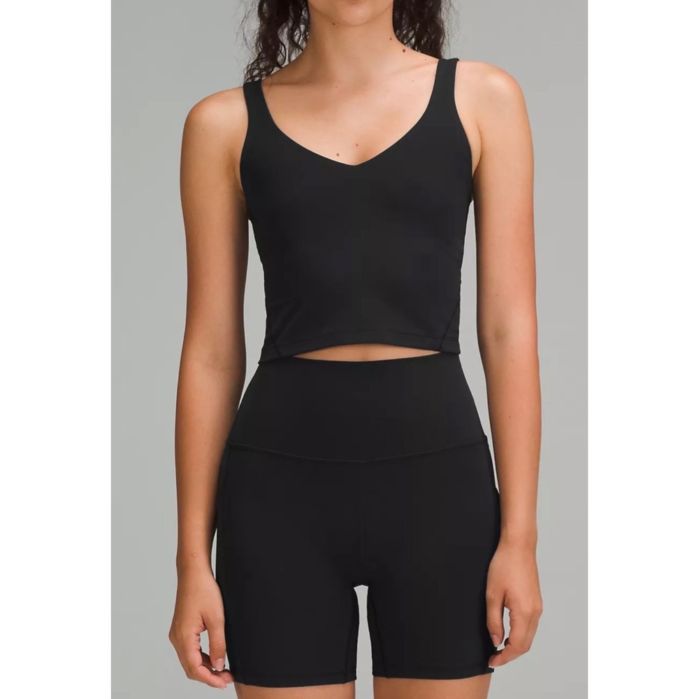 Lululemon Tank Top Womens 6 Black Align Yoga Cropped V-Neck Nulu